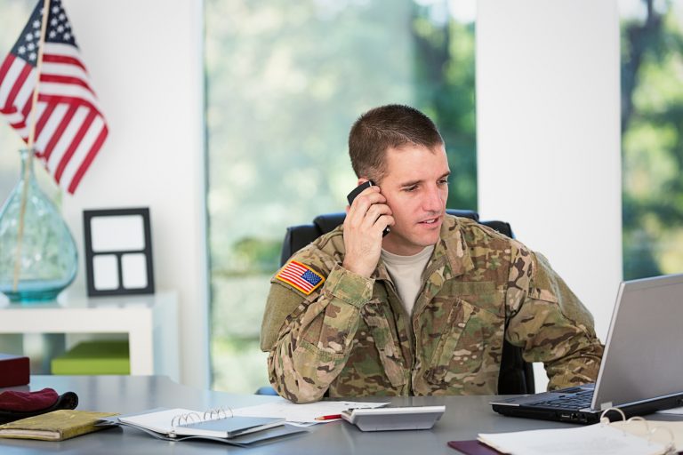 American Soldier on the phone